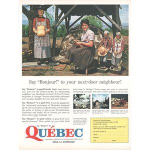 1961 Quebec Vacation Travel Vintage Print Ad Playground Province French Colonial